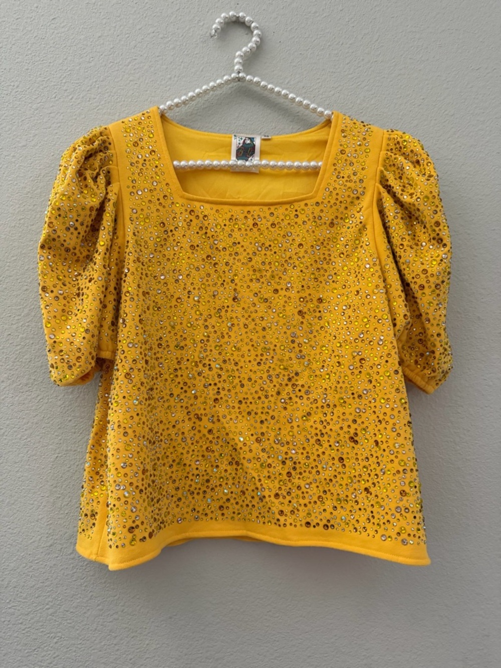 BRAND NEW• QUEEN OF SPARKLES • QOS• YELLOW • GOLD • GAMEDAY TOP • SIZE XS